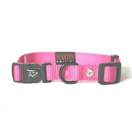 Martin Sellier Hundehalsband aus Nylon Rosa verstellbar 16 mm 30-45 cm – Bild 1 von 2