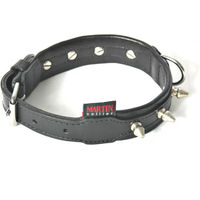 Produktbild von Martin Sellier Hundehalsband aus Rindsleder mit Nieten in Schwarz 55-75 cm