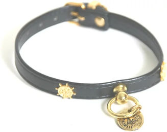 Produktbild von Martin Sellier Hundehalsband Deco aus Leder in Schwarz und Gold
