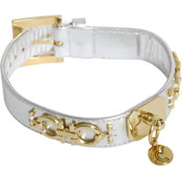 Produktbild von Martin Sellier Hundehalsband Deco aus Leder in Weiß und Silber 25/40 cm