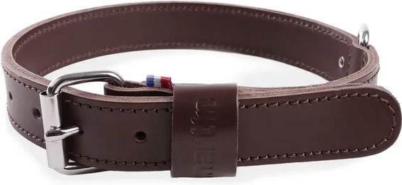 Martin Sellier Hundehalsband Double Dick aus wasserabweisendem Leder in Braun – Bild 1 von 2