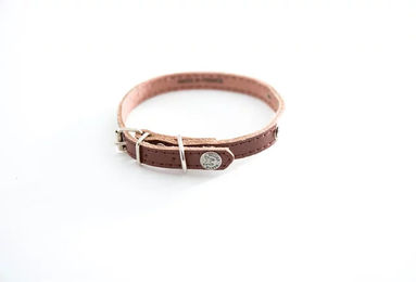Produktbild von Martin Sellier Hundehalsband mit Steppnähten und Metallplatte Braun 16-40 cm