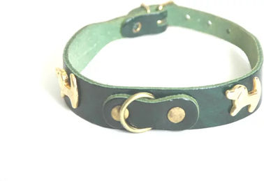 Produktbild von Martin Sellier Hundehalsband Terrier aus Leder in Grün 30 cm