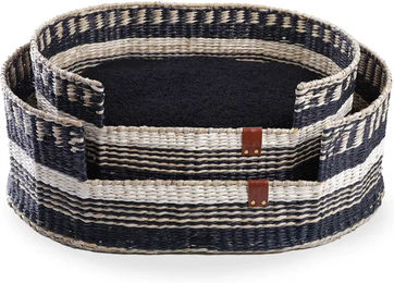 Produktbild von Martin Sellier Hundekorb oval aus Naturmaterial in Schwarz und Blau (2er Set)