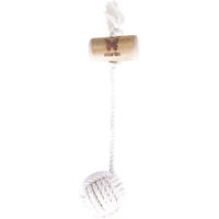 Produktbild von Martin Sellier Hundespielzeug Kauspielzeug aus Holz mit Seil und Ball in Beige und Weiß