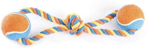 Produktbild von Martin Sellier Hundespielzeug Seilleine mit 2 Tennisbällen bunt 40 cm