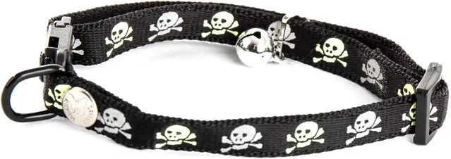 Produktbild von Martin Sellier Katzenhalsband aus Nylon mit Totenkopf-Motiv