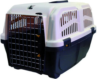 Produktbild von Martin Sellier Skudo IATA 3 Transportbox für Hunde und Katzen aus Kunststoff in Grau und Schwarz