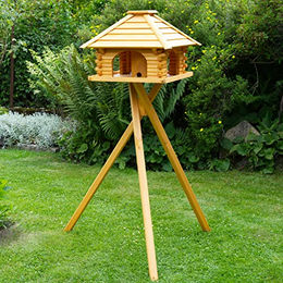 Massives XXL Vogelhaus aus Holz mit Ständer und Natur-Imprägnierung – Bild 1 von 3