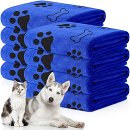 MATE FOR DOGS Buddy Haustier Badetuch aus Mikrofaser für Hund und Katze schnelltrocknend Blau 60x100 cm - 60 cm – Bild 1 von 6