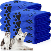 Produktbild von MATE FOR DOGS Buddy Haustier Badetuch aus Mikrofaser für Hund und Katze schnelltrocknend Blau 60x100 cm - 60 cm