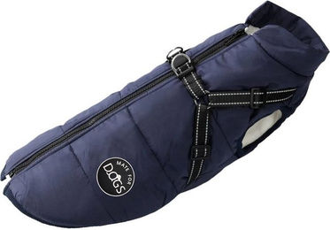 Mate for dogs Hundemantel Winterjacke mit integriertem Brustgeschirr wasserabweisend gefüttert Blau – Bild 1 von 3