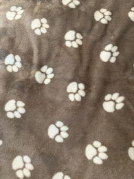 Produktbild von MATE FOR DOGS Kuscheldecke für Hunde mit Hundepfoten-Muster aus Plüsch in Beige, 150x190 cm