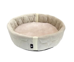 MATTES Hundebett und Katzenbett aus echtem Lammfell in Beige, rund, 45 cm – Bild 1 von 9