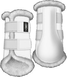 Produktbild von Mattes Profi Dressurgamaschen vorne aus Leder Weiß Größe L