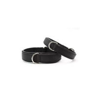 Produktbild von Maul Ledermanufaktur Halsband Klassik aus Leder und Nylon in Schwarz mit Silberfarbenen Elementen Größe 65