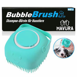 MAVURA BubbleBrush Hunde Waschbürste aus Silikon mit Shampoo Spender in Türkis - 80 ml – Bild 1 von 6