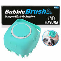 Produktbild von MAVURA BubbleBrush Hunde Waschbürste aus Silikon mit Shampoo Spender in Türkis - 80 ml