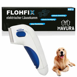 MAVURA Elektrischer Flohkamm und Läusekamm aus Kunststoff für Hunde und Katzen in Weiß – Bild 1 von 5