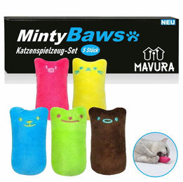 MAVURA Katzenkissen aus Plüsch mit Catnip Katzenspielzeug bunt 5er Set – Bild 1 von 6