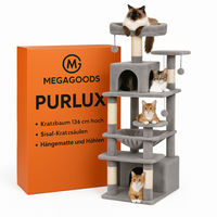 Produktbild von MAVURA Kratzbaum für Katzen mit Sisal Kratzsäulen Hängematte und Höhle in Grau 136 cm