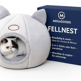 MAVURA Kuschelhöhle aus Plüsch für Katzen und kleine Hunde in Grau – Bild 1 von 4