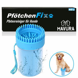 MAVURA PfötchenFix 2in1 Pfotenreiniger und Massagebürste aus Silikon für Hunde und Katzen in Blau – Bild 1 von 12