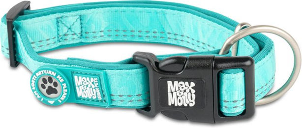 Max & Molly Hundehalsband Matrix 2.0 Türkis mit Smart ID Sicherheitsanhänger, Größe L, wasserabweisend und gepolstert mit Neopren – Bild 1 von 10