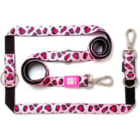 Produktbild von Max & Molly Multifunktions Hundeleine Leopard Pink Größe L mit Neopren gepolstert und wasserabweisend