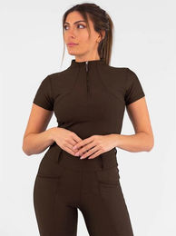 Maximilian Equestrian Base Layer Damen Funktionsshirt Kurzarm Braun Größe S – Bild 1 von 1