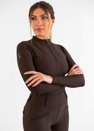 Maximilian Equestrian Base Layer Damen Long Sleeve Funktionsshirt Braun Größe S – Bild 1 von 1