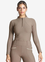 Maximilian Equestrian Base Layer Damen Long Sleeve Funktionsshirt Braun Taupe Größe L – Bild 1 von 1