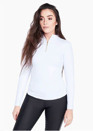 Maximilian Equestrian Base Layer Damen Long Sleeve Funktionsshirt Gold/Weiß XXS – Bild 1 von 1