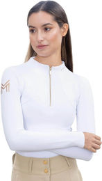 Maximilian Equestrian Base Layer Damen Winter Long Sleeve Funktionsshirt Fleece Weiß Größe L – Bild 1 von 1