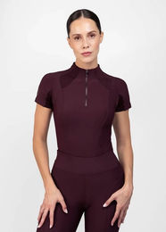 Maximilian Equestrian Baselayer Damen Kurzarm Funktionsshirt Mesh Bordeaux Grösse L – Bild 1 von 1
