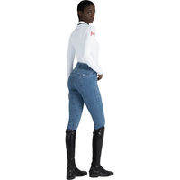 Produktbild von Maximilian Equestrian Honour Damenreithose Full-Grip Denim Blau Größe S