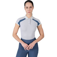 Produktbild von Maximilian Equestrian Poloshirt Damen Aveen Shirt Grau/Blau Größe M aus Baumwolle/Polyester