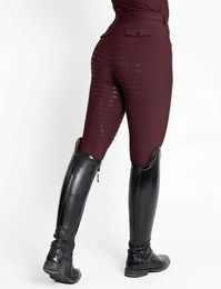 Maximilian Equestrian Reithose Damen Reflection Full Grip Breeches mit Silikon Vollbesatz Burgundy XL – Bild 1 von 1