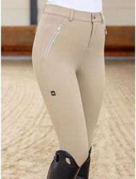 Maximilian Equestrian Reithose Damen Winter Geo Breeches Full Grip mit Fleece Beige Größe L – Bild 1 von 1