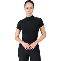Produktbild von Maximilian Equestrian Reitshirt Damen Kurzarm Schwarz Größe M aus synthetischem Hightech-Gewebe für den Sommer