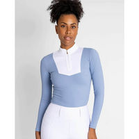 Produktbild von Maximilian Equestrian Reitshirt Damen Long Sleeve Sienna Blau Weiß Größe M