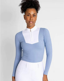 Maximilian Equestrian Reitshirt Damen Long Sleeve Sienna Blau Weiß Größe S – Bild 1 von 1