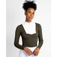Produktbild von Maximilian Equestrian Reitshirt Damen Long Sleeve Sienna Khaki/White Größe S