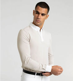 Maximilian Equestrian Reitshirt Herren Active Long Competition Turniershirt Beige Größe L – Bild 1 von 1