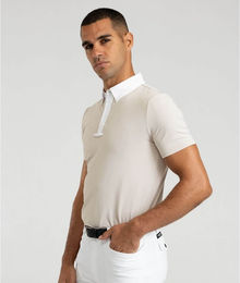 Maximilian Equestrian Reitshirt Herren Competition Kurzarmshirt Beige Größe L aus Stretch-Scuba-Stoff – Bild 1 von 1