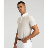 Produktbild von Maximilian Equestrian Reitshirt Herren Competition Kurzarmshirt Beige Größe L aus Stretch-Scuba-Stoff