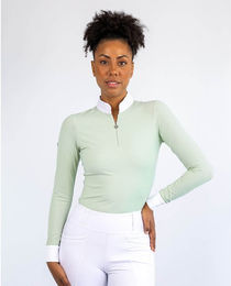 Maximilian Equestrian Turniershirt Damen Air Show Langarmshirt Sage Green Größe M aus synthetischem Hightech-Gewebe – Bild 1 von 1