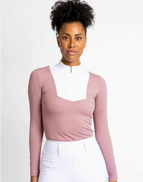 Maximilian Equestrian Turniershirt Damen Long Sleeve Sienna Rose Taupe/White Größe S – Bild 1 von 1