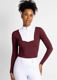 Maximilian Equestrian Turniershirt Damen Long Sleeve Sienna White/Wine Größe L – Bild 1 von 1