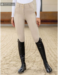 Maximilian Equestrian Winter Reithose Damen Honour Breeches Full Grip mit Fleece Beige Größe S – Bild 1 von 1